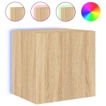 vidaXL Comodă TV de perete cu lumini LED, stejar sonoma, 40,5x35x40 cm vidaXL Comodă TV de perete cu lumini LED, stejar sonoma, 40,5x35x40 cm
