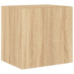 vidaXL Comodă TV de perete cu lumini LED, stejar sonoma, 40,5x35x40 cm vidaXL Comodă TV de perete cu lumini LED, stejar sonoma, 40,5x35x40 cm