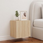 vidaXL Comodă TV de perete cu lumini LED, stejar sonoma, 40,5x35x40 cm vidaXL Comodă TV de perete cu lumini LED, stejar sonoma, 40,5x35x40 cm