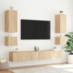 vidaXL Comodă TV de perete cu lumini LED, stejar sonoma, 40,5x35x40 cm vidaXL Comodă TV de perete cu lumini LED, stejar sonoma, 40,5x35x40 cm