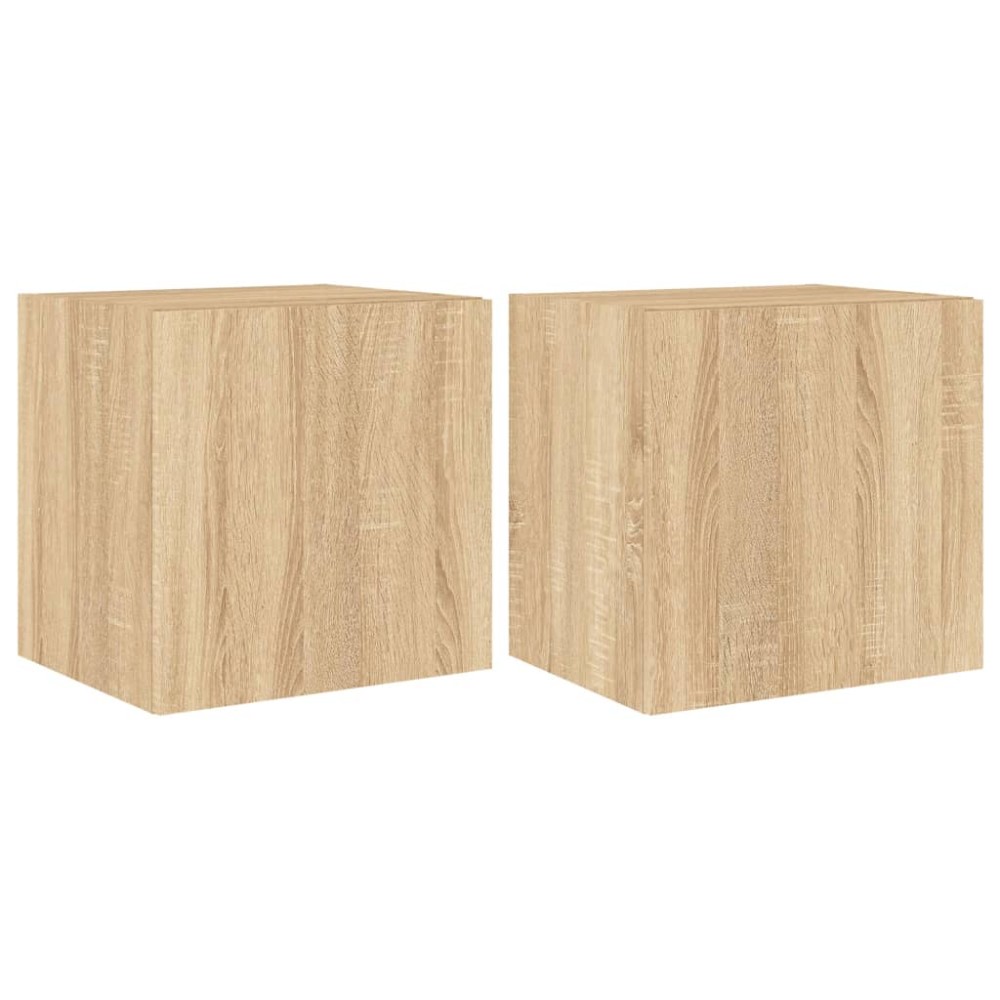 vidaXL Comodă TV de perete cu LED, 2 buc. stejar sonoma, 40,5x35x40 cm