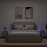 vidaXL Comode TV de perete cu lumini LED 2 buc. gri beton 40,5x35x40cm