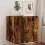 vidaXL Comodă TV de perete cu lumini LED, stejar fumuriu, 40,5x35x40cm vidaXL Comodă TV de perete cu lumini LED, stejar fumuriu, 40,5x35x40cm