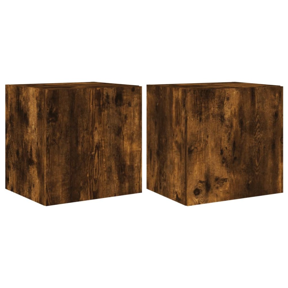 vidaXL Comodă TV de perete cu LED, 2 buc. stejar fumuriu, 40,5x35x40cm