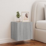 vidaXL Comodă TV de perete cu lumini LED, gri sonoma, 40,5x35x40 cm vidaXL Comodă TV de perete cu lumini LED, gri sonoma, 40,5x35x40 cm