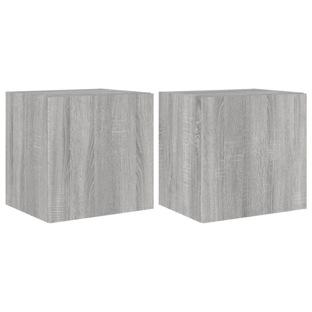 vidaXL Comode TV cu lumini LED, 2 buc., gri sonoma, 40,5x35x40 cm