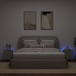 vidaXL Comode TV cu lumini LED, 2 buc., gri sonoma, 40,5x35x40 cm