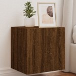 vidaXL Comodă TV de perete cu lumini LED, stejar maro, 40,5x35x40 cm vidaXL Comodă TV de perete cu lumini LED, stejar maro, 40,5x35x40 cm