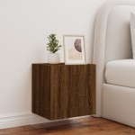 vidaXL Comodă TV de perete cu lumini LED, stejar maro, 40,5x35x40 cm vidaXL Comodă TV de perete cu lumini LED, stejar maro, 40,5x35x40 cm