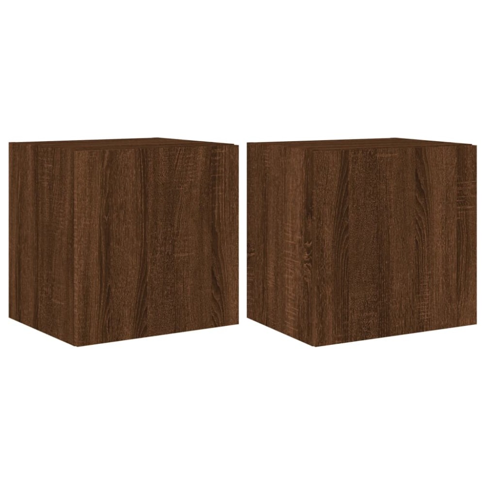 vidaXL Comodă TV de perete cu LED, 2 buc. stejar maro, 40,5x35x40 cm
