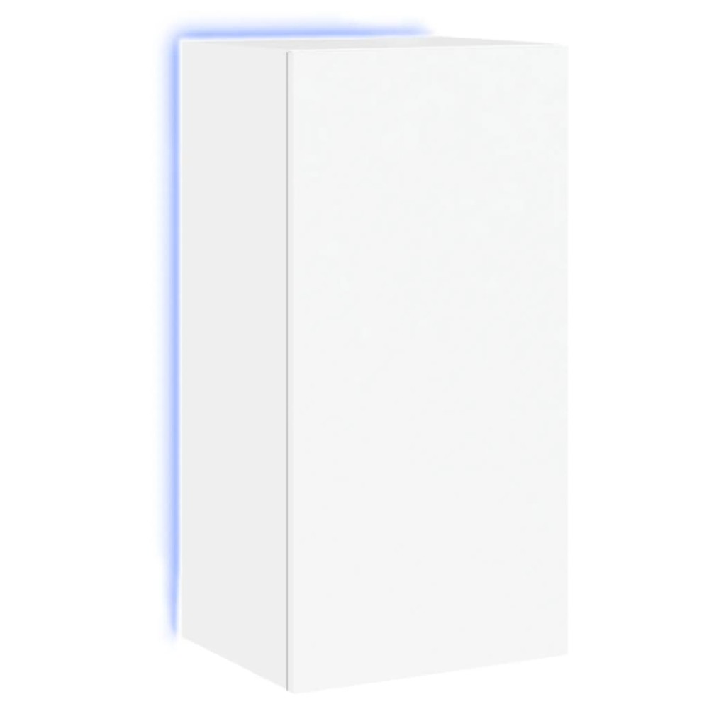 vidaXL Comodă TV de perete cu lumini LED, alb, 40,5x35x80 cm