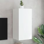 vidaXL Comodă TV de perete cu lumini LED, alb, 40,5x35x80 cm vidaXL Comodă TV de perete cu lumini LED, alb, 40,5x35x80 cm