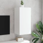 vidaXL Comodă TV de perete cu lumini LED, alb, 40,5x35x80 cm vidaXL Comodă TV de perete cu lumini LED, alb, 40,5x35x80 cm