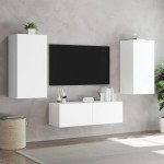 vidaXL Comodă TV de perete cu lumini LED, alb, 40,5x35x80 cm vidaXL Comodă TV de perete cu lumini LED, alb, 40,5x35x80 cm