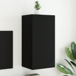 vidaXL Comodă TV de perete cu lumini LED, negru, 40,5x35x80 cm vidaXL Comodă TV de perete cu lumini LED, negru, 40,5x35x80 cm