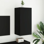 vidaXL Comodă TV de perete cu lumini LED, negru, 40,5x35x80 cm vidaXL Comodă TV de perete cu lumini LED, negru, 40,5x35x80 cm