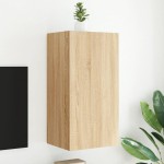 vidaXL Comodă TV de perete cu lumini LED, stejar sonoma, 40,5x35x80 cm vidaXL Comodă TV de perete cu lumini LED, stejar sonoma, 40,5x35x80 cm