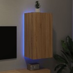vidaXL Comodă TV de perete cu lumini LED, stejar sonoma, 40,5x35x80 cm vidaXL Comodă TV de perete cu lumini LED, stejar sonoma, 40,5x35x80 cm