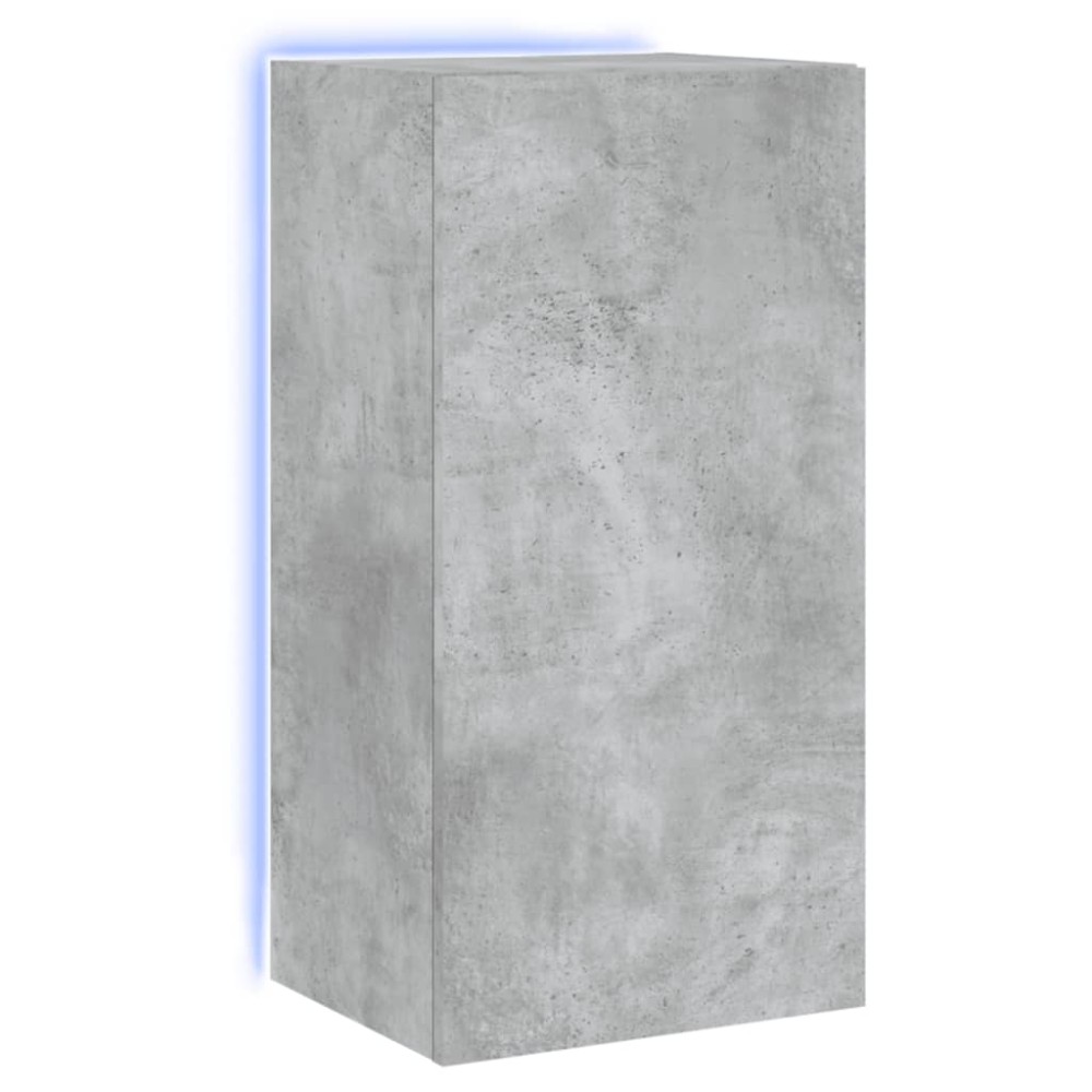 vidaXL Comodă TV de perete cu lumini LED, gri beton, 40,5x35x80 cm