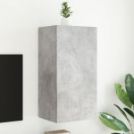 vidaXL Comodă TV de perete cu lumini LED, gri beton, 40,5x35x80 cm vidaXL Comodă TV de perete cu lumini LED, gri beton, 40,5x35x80 cm