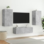 vidaXL Comodă TV de perete cu lumini LED, gri beton, 40,5x35x80 cm vidaXL Comodă TV de perete cu lumini LED, gri beton, 40,5x35x80 cm