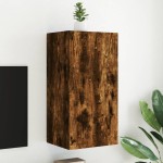 vidaXL Comodă TV de perete cu lumini LED, stejar fumuriu, 40,5x35x80cm vidaXL Comodă TV de perete cu lumini LED, stejar fumuriu, 40,5x35x80cm