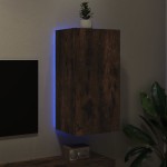 vidaXL Comodă TV de perete cu lumini LED, stejar fumuriu, 40,5x35x80cm vidaXL Comodă TV de perete cu lumini LED, stejar fumuriu, 40,5x35x80cm