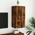 vidaXL Comodă TV de perete cu lumini LED, stejar fumuriu, 40,5x35x80cm vidaXL Comodă TV de perete cu lumini LED, stejar fumuriu, 40,5x35x80cm