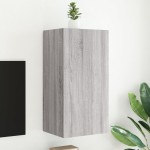 vidaXL Comodă TV de perete cu lumini LED, gri sonoma, 40,5x35x80 cm vidaXL Comodă TV de perete cu lumini LED, gri sonoma, 40,5x35x80 cm