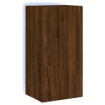 vidaXL Comodă TV de perete cu lumini LED, stejar maro, 40,5x35x80 cm vidaXL Comodă TV de perete cu lumini LED, stejar maro, 40,5x35x80 cm