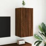 vidaXL Comodă TV de perete cu lumini LED, stejar maro, 40,5x35x80 cm vidaXL Comodă TV de perete cu lumini LED, stejar maro, 40,5x35x80 cm