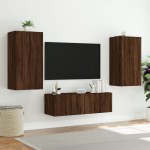 vidaXL Comodă TV de perete cu lumini LED, stejar maro, 40,5x35x80 cm vidaXL Comodă TV de perete cu lumini LED, stejar maro, 40,5x35x80 cm