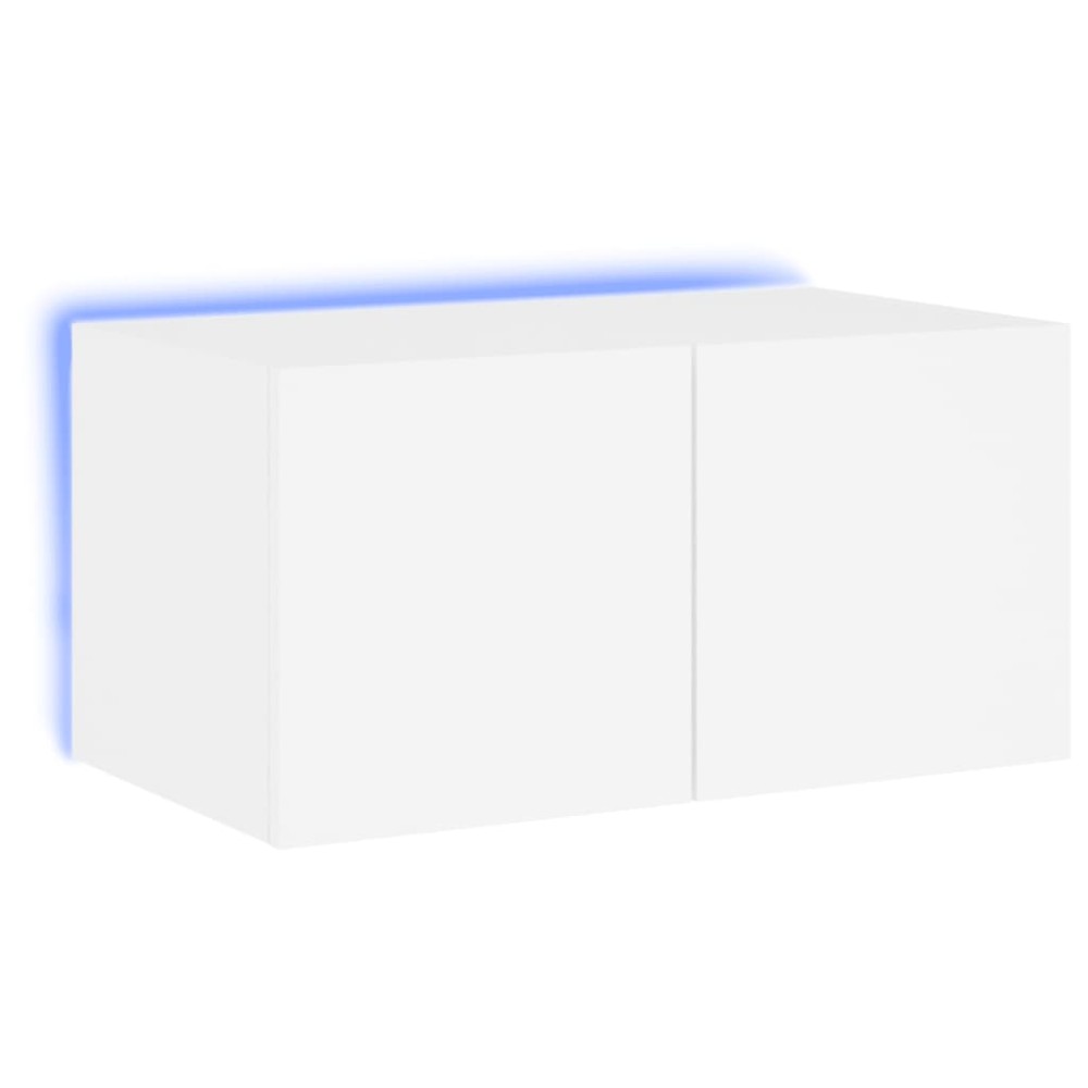 vidaXL Comodă TV de perete cu lumini LED, alb, 60x35x31 cm