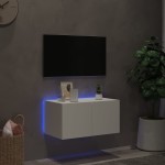 vidaXL Comodă TV de perete cu lumini LED, alb, 60x35x31 cm vidaXL Comodă TV de perete cu lumini LED, alb, 60x35x31 cm