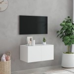vidaXL Comodă TV de perete cu lumini LED, alb, 60x35x31 cm vidaXL Comodă TV de perete cu lumini LED, alb, 60x35x31 cm