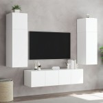 vidaXL Comodă TV de perete cu lumini LED, alb, 60x35x31 cm vidaXL Comodă TV de perete cu lumini LED, alb, 60x35x31 cm