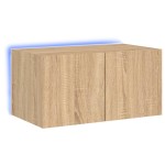 vidaXL Comodă TV de perete cu lumini LED, stejar sonoma, 60x35x31 cm vidaXL Comodă TV de perete cu lumini LED, stejar sonoma, 60x35x31 cm