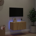 vidaXL Comodă TV de perete cu lumini LED, stejar sonoma, 60x35x31 cm vidaXL Comodă TV de perete cu lumini LED, stejar sonoma, 60x35x31 cm