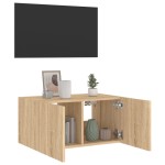 vidaXL Comodă TV de perete cu lumini LED, stejar sonoma, 60x35x31 cm vidaXL Comodă TV de perete cu lumini LED, stejar sonoma, 60x35x31 cm