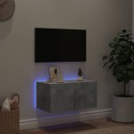 vidaXL Comodă TV de perete cu lumini LED, gri beton, 60x35x31 cm vidaXL Comodă TV de perete cu lumini LED, gri beton, 60x35x31 cm