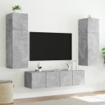 vidaXL Comodă TV de perete cu lumini LED, gri beton, 60x35x31 cm vidaXL Comodă TV de perete cu lumini LED, gri beton, 60x35x31 cm