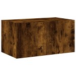 vidaXL Comodă TV de perete cu lumini LED, stejar fumuriu, 60x35x31 cm vidaXL Comodă TV de perete cu lumini LED, stejar fumuriu, 60x35x31 cm