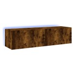 vidaXL Comodă TV de perete cu LED, 2 buc. stejar fumuriu, 60x35x31 cm vidaXL Comodă TV de perete cu LED, 2 buc. stejar fumuriu, 60x35x31 cm