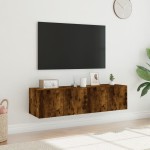vidaXL Comodă TV de perete cu LED, 2 buc. stejar fumuriu, 60x35x31 cm vidaXL Comodă TV de perete cu LED, 2 buc. stejar fumuriu, 60x35x31 cm