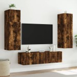 vidaXL Comodă TV de perete cu LED, 2 buc. stejar fumuriu, 60x35x31 cm vidaXL Comodă TV de perete cu LED, 2 buc. stejar fumuriu, 60x35x31 cm