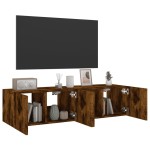vidaXL Comodă TV de perete cu LED, 2 buc. stejar fumuriu, 60x35x31 cm vidaXL Comodă TV de perete cu LED, 2 buc. stejar fumuriu, 60x35x31 cm