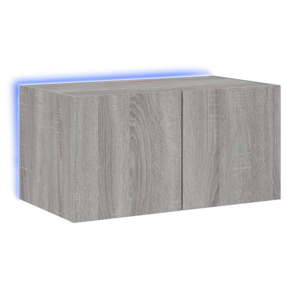 vidaXL Comodă TV de perete cu lumini LED, gri sonoma, 60x35x31 cm