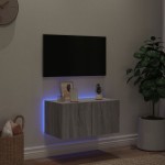 vidaXL Comodă TV de perete cu lumini LED, gri sonoma, 60x35x31 cm vidaXL Comodă TV de perete cu lumini LED, gri sonoma, 60x35x31 cm