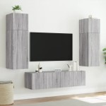 vidaXL Comodă TV de perete cu lumini LED, gri sonoma, 60x35x31 cm vidaXL Comodă TV de perete cu lumini LED, gri sonoma, 60x35x31 cm