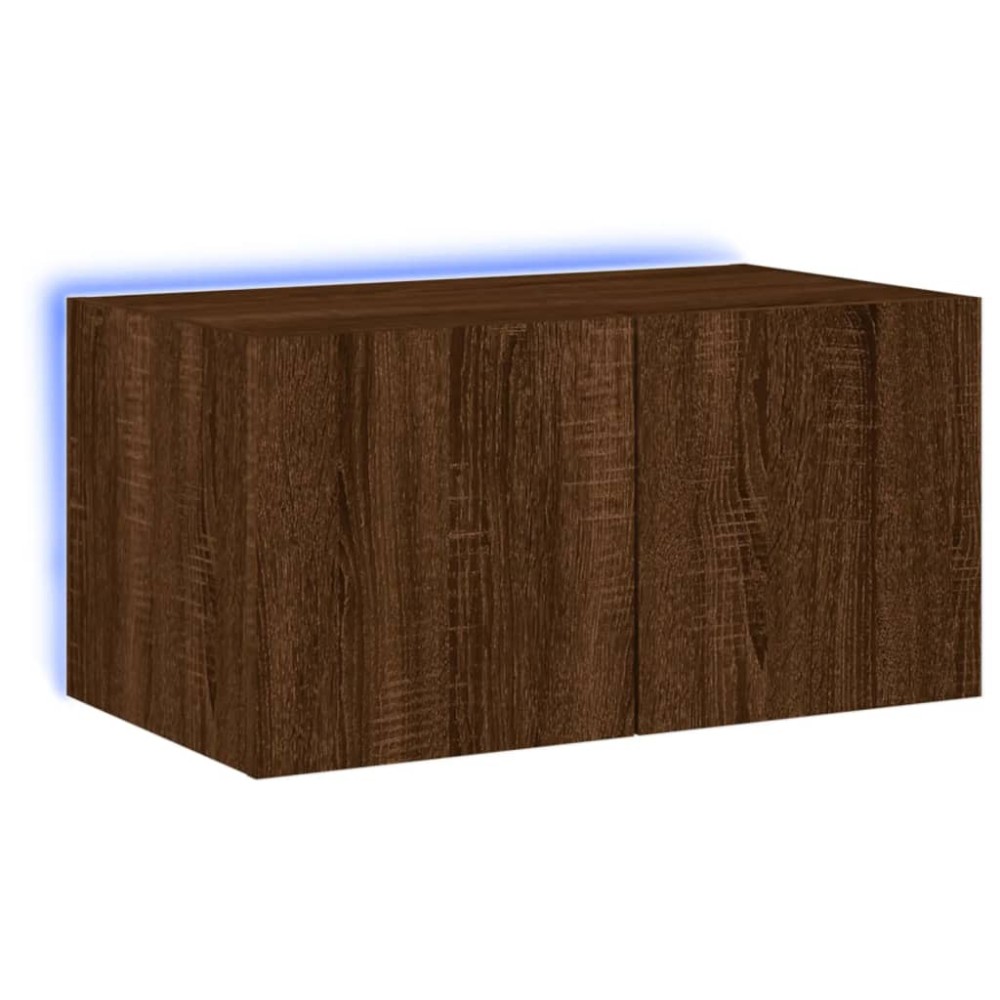 vidaXL Comodă TV de perete cu lumini LED, stejar maro, 60x35x31 cm